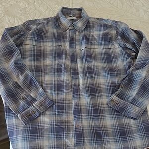 Carhartt Gray and Blue Plaid Button Down Shirt